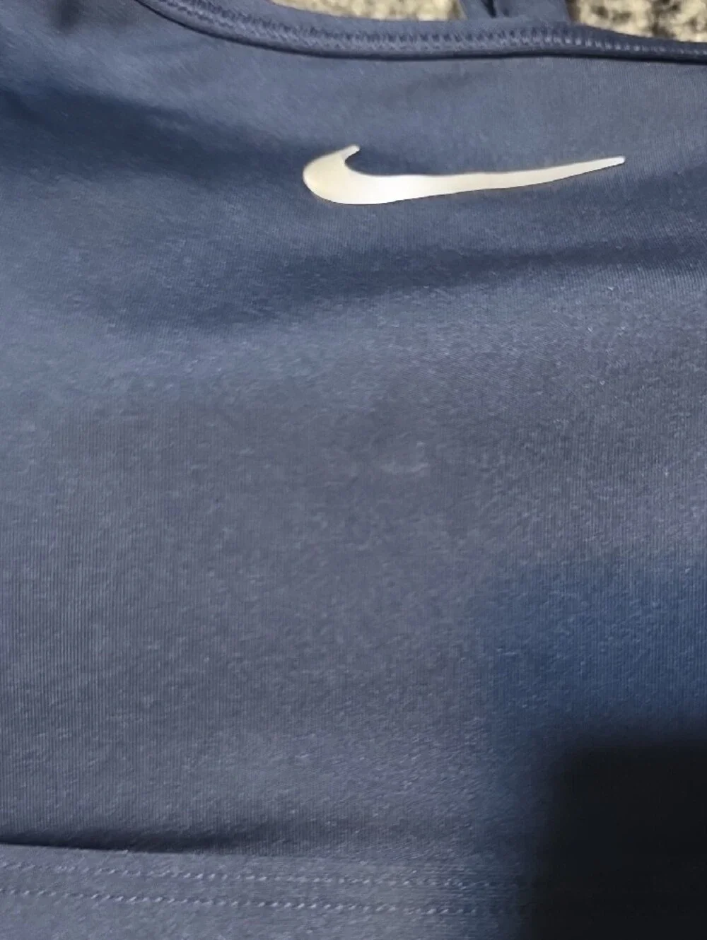 Nike Navy Racerback Sports Bra with White Swoosh